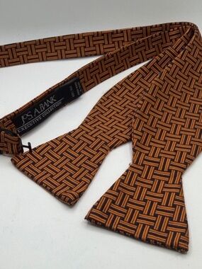 Jos. A. Bank Executive Collection Silk Bow Tie - Gold/Navy Basketweave Timeless